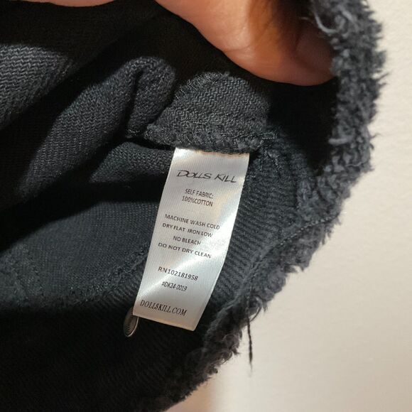 NWTs Dolls Kill Cropped Black Denim Jacket Women's Size Large Goth Grunge - Picture 5 of 10